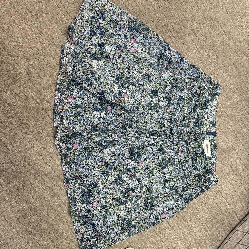 Zadig & Voltaire Floral Skater Skirt - Blue and Pink
